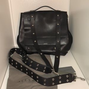 allsaints sid leather backpack